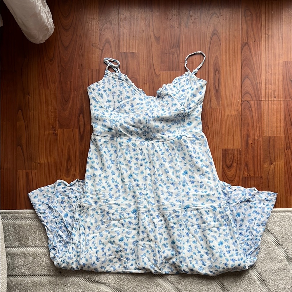 Floral Blue and White Dress